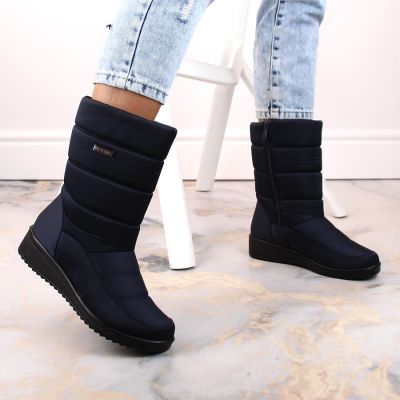 12. News W EVE436B marineblaue hohe Stiefeletten