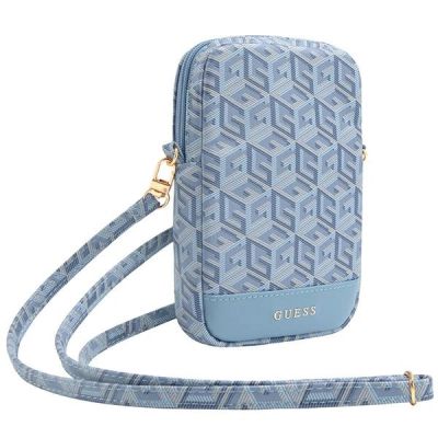 Guess Zip GCube Bottom Stripe Handytasche – blau