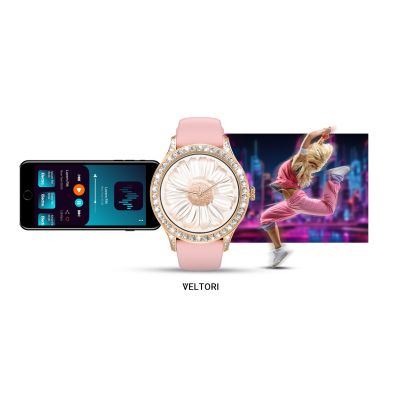 19. VELTORI VT360-1 Damen-Smartwatch, pinkes Silikonarmband