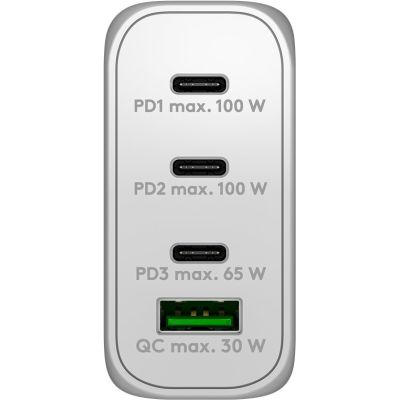 4. Goobay 65556 Handy-Ladegerät für Laptop und Smartphone, Weiß, AC-Schnellladefunktion, intern