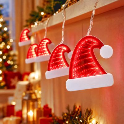 7. Lampen, Kabel, Girlande, LED, Weihnachtsmannmützen, USB
