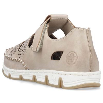 32. Rieker W RKR651 beige Leder Klettverschluss durchbrochene Schuhe