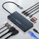 3. USB-C Hub 14 in 1 Wozinsky WDS03Y5S Multifunktional, Aluminium, für 3 Monitore, mit 15 cm Kabel - Grau
