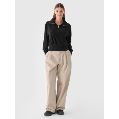 3. Damen-Sweatshirt aus Velours ohne Kapuze, 4F 4FRAW24TSWSF2054-20S