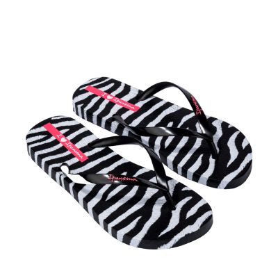 2. Ipanema Damen-Flip-Flops mit Tiermuster, Schwarz und Grau, 83846-BP655