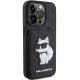 4. Karl Lagerfeld Saffiano Kartenfächer und Ständer Monogram Choupette Hülle für iPhone 15 Pro Max – Schwarz