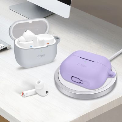 4. Tech-Protect Silikon-Hakenhülle für Samsung Galaxy Buds 3 / 3 FE / 3 Pro, Lila