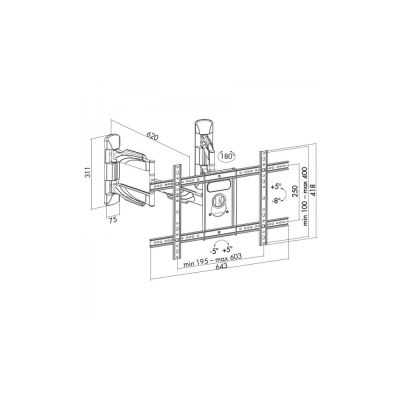3. TV-Wandhalterung für LED/LCD 32–70" bis 45 kg AR-85, vertikal/horizontal verstellbar, ECKHALTERUNG 622 mm