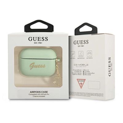 3. Guess, GUAPLSCHSN AirPods Pro Cover grün/grün Silicone Charm Heart Collection