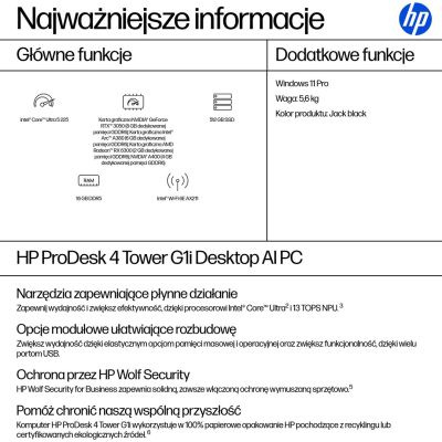 4. HP ProDesk 4 Tower G1i Desktop-AI-PC Ultra 5 225 16 GB DDR5 SSD 512 GB Arc 130T W11 Pro 3 Jahre Vor-Ort-Service