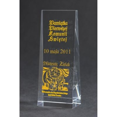 6. Gravierte Glastrophäe + Farbfüllung