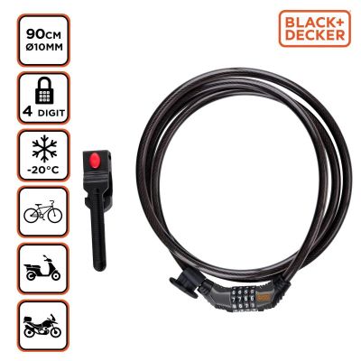 23. FAHRRADSCHLOSS MIT CODE 10x900MM MIT BLACK+DECKER HALTERUNG