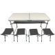 16. Klappbarer Campingtisch 120x60x70/62/55cm, 4 Stühle und Ablage