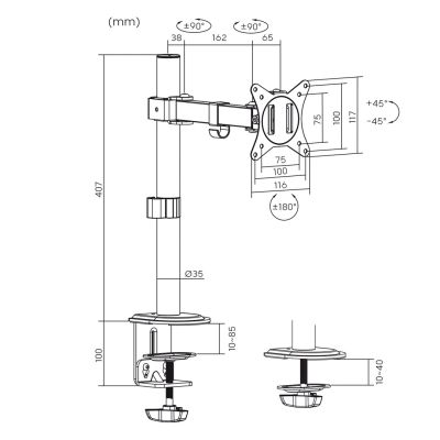 MACLEAN Tischhalterung für LCD-Monitor MC-572N