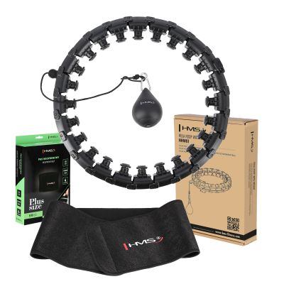 HULA-HOP-SET HHW12 SCHWARZ MIT PROJEKTIONEN UND HMS-GEWICHT + GÜRTEL BR163 SCHWARZ ÜBERGRÖSSE