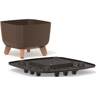 2. GRACIA SQUARE Öko-Holzblumentopf 24x24CM Kaffee