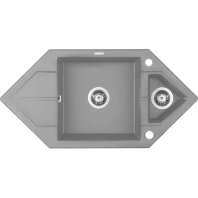 Granitspüle mit 1,5 Becken und Abtropffläche – Platzsparend ZQP S653 5908212063941
