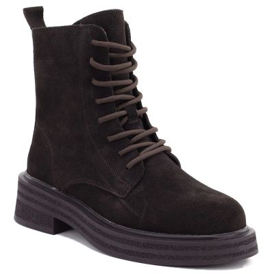 4. Damen-Ankle-Boots aus Leder, Wildleder, Schokoladenbraun, Sergio Leone TR-02