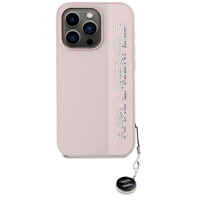 3. Karl Lagerfeld Saffiano Rhinestones & Charm Hülle für iPhone 15 Pro Max – Rosa