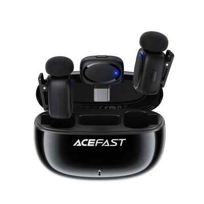 3. Acefast R2 Kabellose Lavalier-Mikrofone - Schwarz