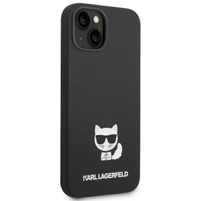 4. Karl Lagerfeld Silikon-Schutzhülle „Choupette“ für iPhone 13 / 14 / 15 – Schwarz