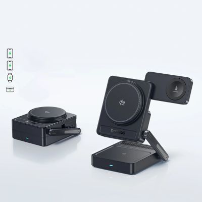 10. Baseus PicoGo AF21 3-in-1 Qi2.2 35W Wireless-Ladegerät mit 45W EU-Netzteil und 1m USB-C-Kabel – Schwarz