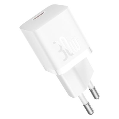 3. Baseus GaN5 USB-C 30W Wandladegerät mit Baseus Dynamic 3 USB-C 100W 1m Kabel – Weiß