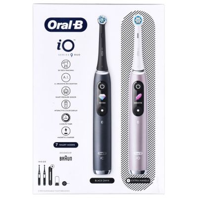 32. Braun Oral-B iO 9N Elektrische Zahnbürsten-Set DUO SCHWARZ ONYX & ROSÉ QUARTZ