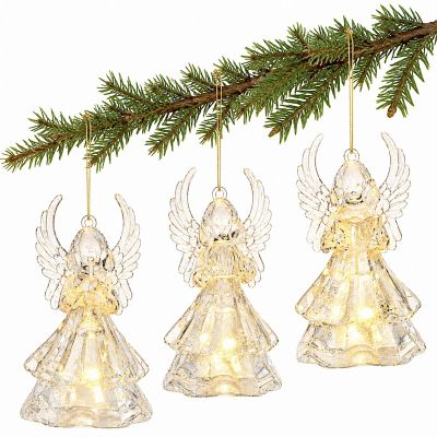 2. Dekorative Engel aus Acryl, 9 cm, mit LED-Beleuchtung, 3 Stück