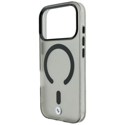 6. BMW Logo-Schutzhülle mit mattierter IML-Oberfläche und Metalllogo (MagSafe) für iPhone 18 Pro Max / 17 Pro Max – Grau