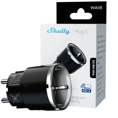 4. Shelly Wave Plug S LR Smart Z-Wave Steckdose, Schwarz