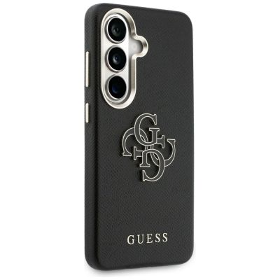 4. Guess Hülle mit genarbtem, großem 4G-Metalllogo für Samsung Galaxy S26 – Schwarz