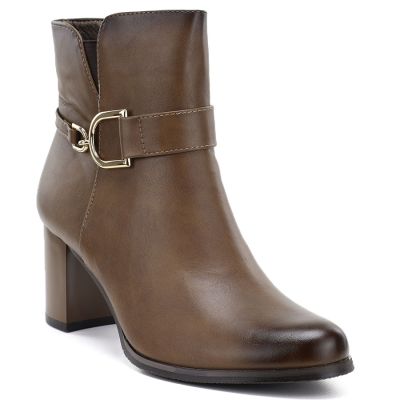 Gefütterte Damen-Ankle-Boots mit Blockabsatz, braun, M.Daszyński SA125-32