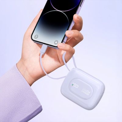 2. Dudao K32 22,5 W 10000 mAh Powerbank mit integriertem USB-C/ Lightning Kabel - Lila