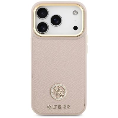 3. Guess Grained Strass Logo MagSafe Hülle für iPhone 17 Pro - Pink