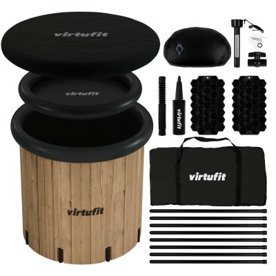 43. VIRTUFIT EISBAD XXL - 375 LITER - HOLZIMITAT - MIT ZUBEHÖR