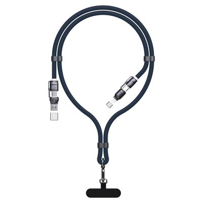 Dudao L20Max 65W 4-in-1-Kabel mit Trageschlaufe, USB-C auf USB-C mit Lightning und USB-A-Adaptern – Blau