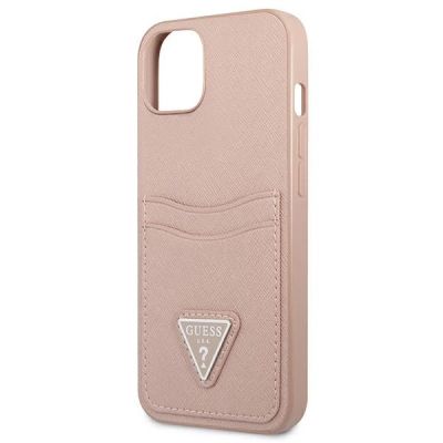 6. Guess GUHCP13SPSATPP iPhone 13 mini 5,4 "rosa / rosa Hardcase SaffianoTriangle Logo Cardslot