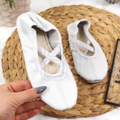 13. Jr Nazo Leder Tanzballettschuhe mit Gummibändern Weiß