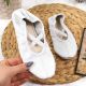 13. Jr Nazo Leder Tanzballettschuhe mit Gummibändern Weiß