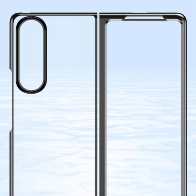 3. Plating Case Hülle für Samsung Galaxy Z Fold 4 Hülle mit metallischem Rahmen blau