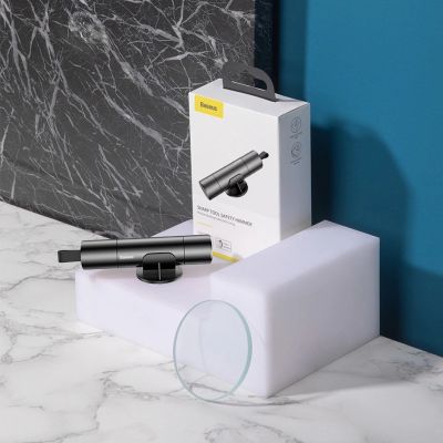 18. Baseus 2 in 1 Auto Sicherheit Fenster Hammer + Sicherheitsgurt Messer grau (CRSFH-0G)