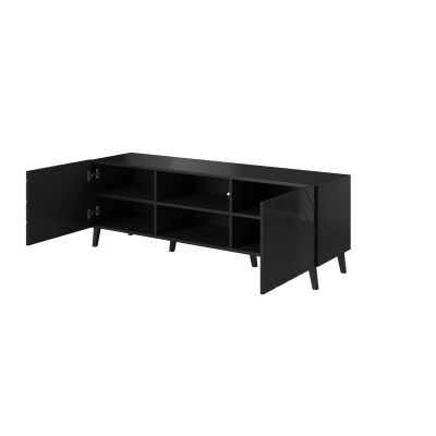 7. ABETO TV-Schrank 150x42x52 schwarz/glänzend schwarz