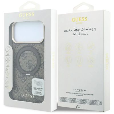8. Guess Ring Stand 360 4G Classic Logo MagSafe Hülle für iPhone 18 Pro / 17 Pro - Braun