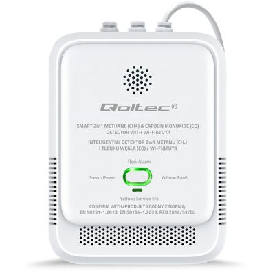 6. QOLTEC Erdgas- und Kohlenmonoxid-Leckagesensor | TUYA | WLAN | 85 dB Alarm | LED