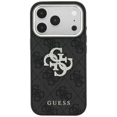 3. Guess 4G & Big Strass Logo Hülle für iPhone 17 Pro Max / 18 Pro Max - Schwarz