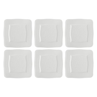 Set mit 6 quadratischen Florentina-Tellern – Weiß, 20 cm