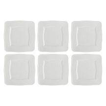 Set mit 6 quadratischen Florentina-Tellern – Weiß, 20 cm