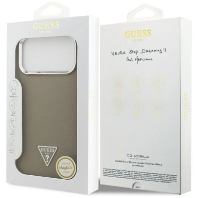 8. Guess MagSafe-Hülle mit genarbtem Dreieckslogo für iPhone 17 Pro Max – braun