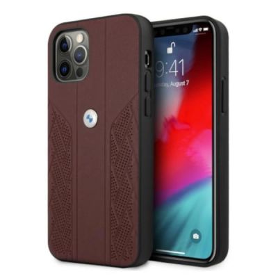 BMW Leather Curve Perforate Case für iPhone 12 / iPhone 12 Pro – Rot